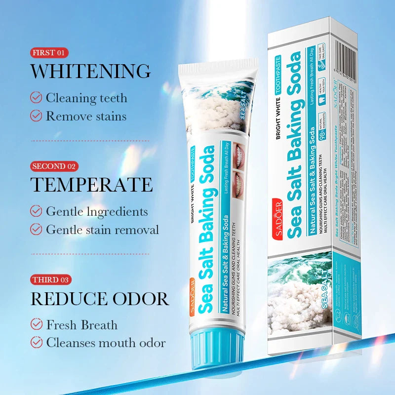 SADOER Sea Salt Baking Soda Toothpaste Oral Care Fresh Breath - 100g