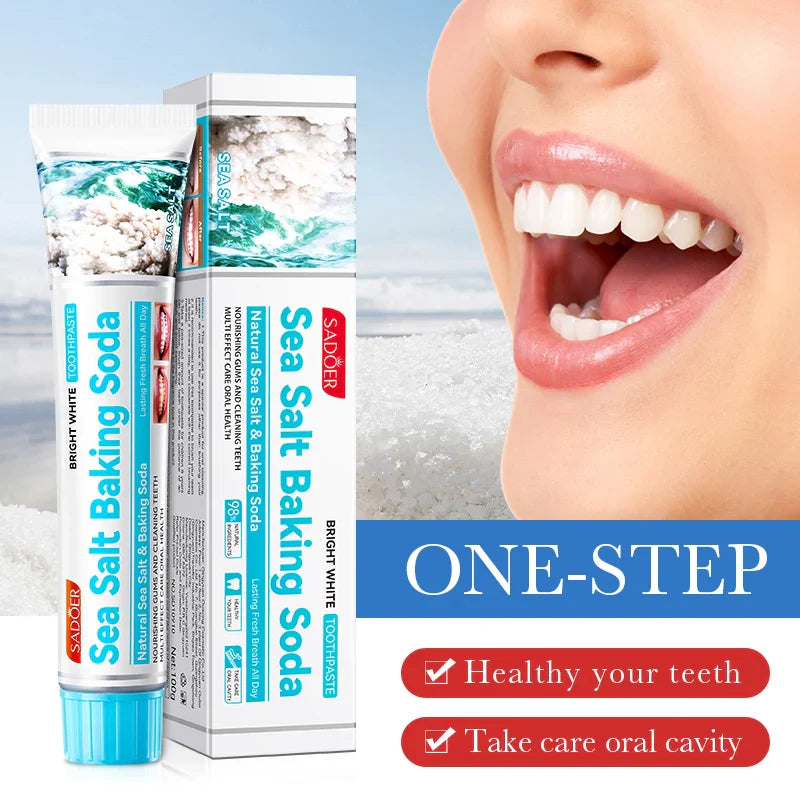 SADOER Sea Salt Baking Soda Toothpaste Oral Care Fresh Breath - 100g
