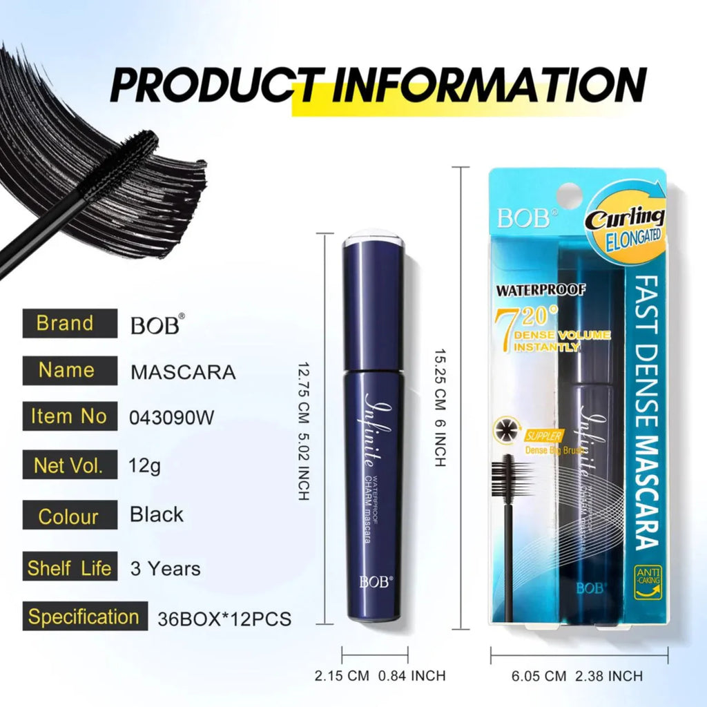 BOB Fast Dense Mascara – Thick Black Curling, Volumizing & Waterproof